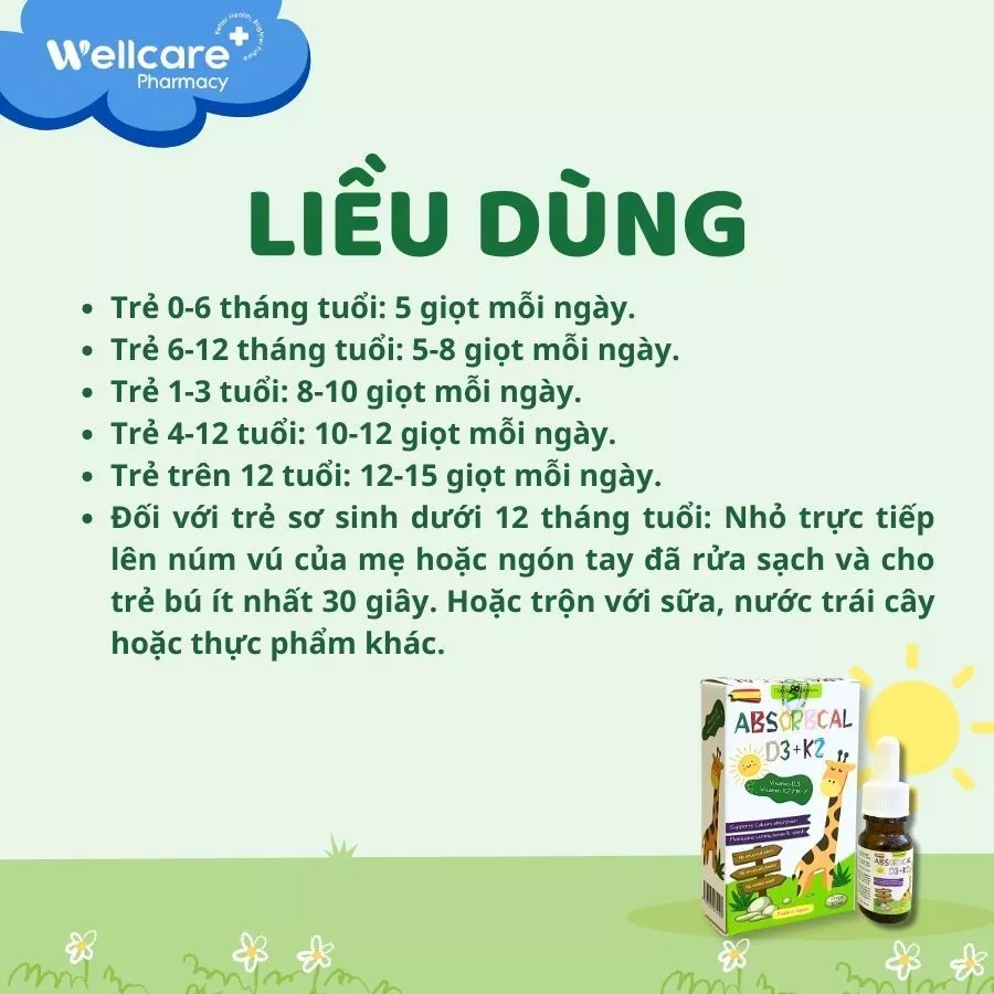 Dung Dịch Absorbcal D3K2 - Vitamin D3 & K2 - Chai 10ml - Ảnh 4