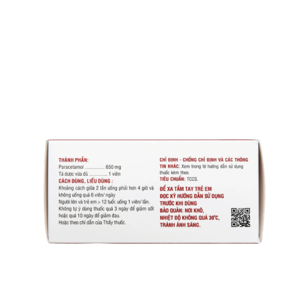 Viên Nén Hapacol 650mg - Giảm Đau Nhẹ Đến Vừa, Hạ Sốt - Hộp 10 Vỉ x 10 Viên - Ảnh 3