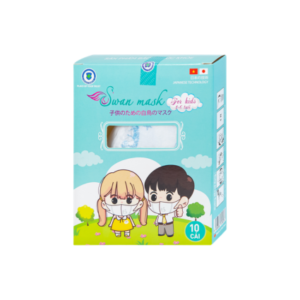 Khẩu trang 3D trẻ em quai vải Swan Mask ngăn giọt bắn, vi khuẩn, khói bụi (10 cái)