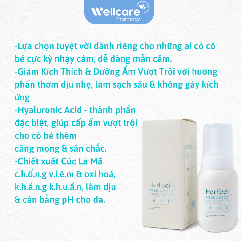 Bọt vệ sinh phụ nữ PlayAh Her Feel Prebiotic Sensitive - Chai 150ml - Ảnh 3
