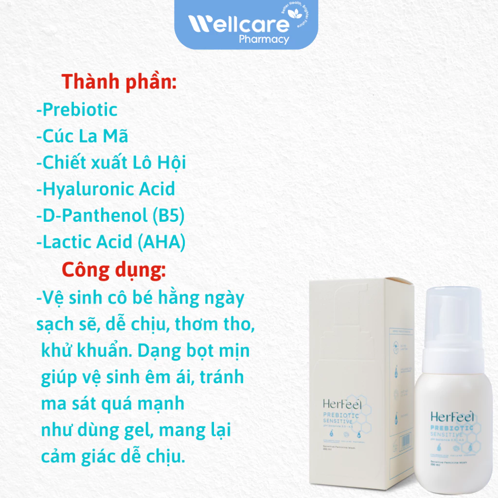 Bọt vệ sinh phụ nữ PlayAh Her Feel Prebiotic Sensitive - Chai 150ml - Ảnh 5