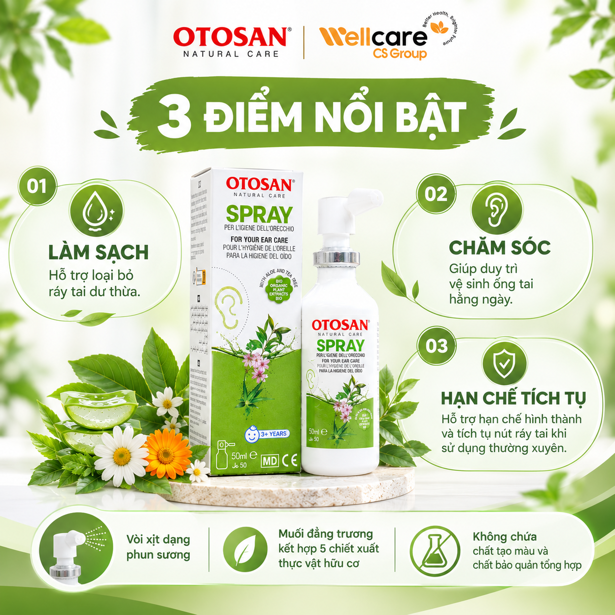 Dung dịch xịt rửa tai Otosan Spray - Chai 50ml - Ảnh 4