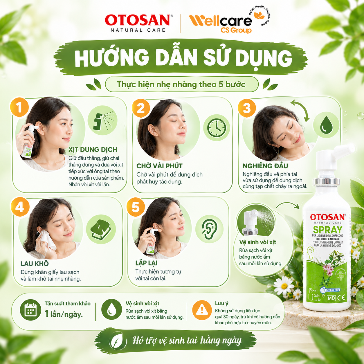 Dung dịch xịt rửa tai Otosan Spray - Chai 50ml - Ảnh 6