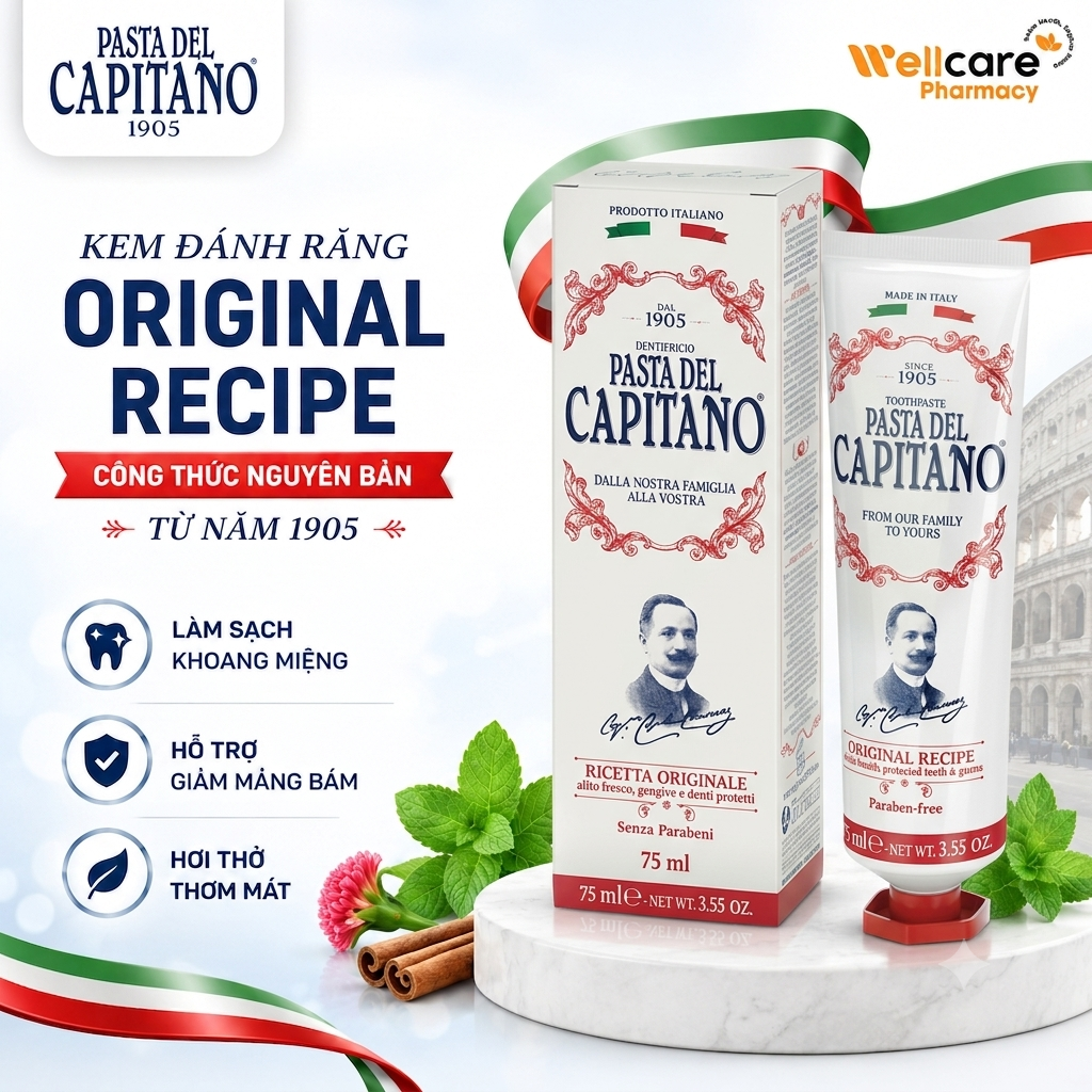 Kem đánh răng Pasta del Capitano 1905 Original - Hương Quế Nguyên bản 75ml - Ảnh 2
